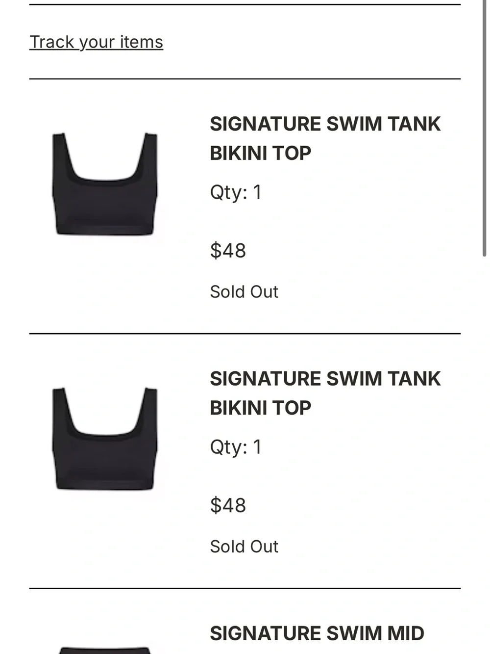 Skims signature swim tank bikini top XL